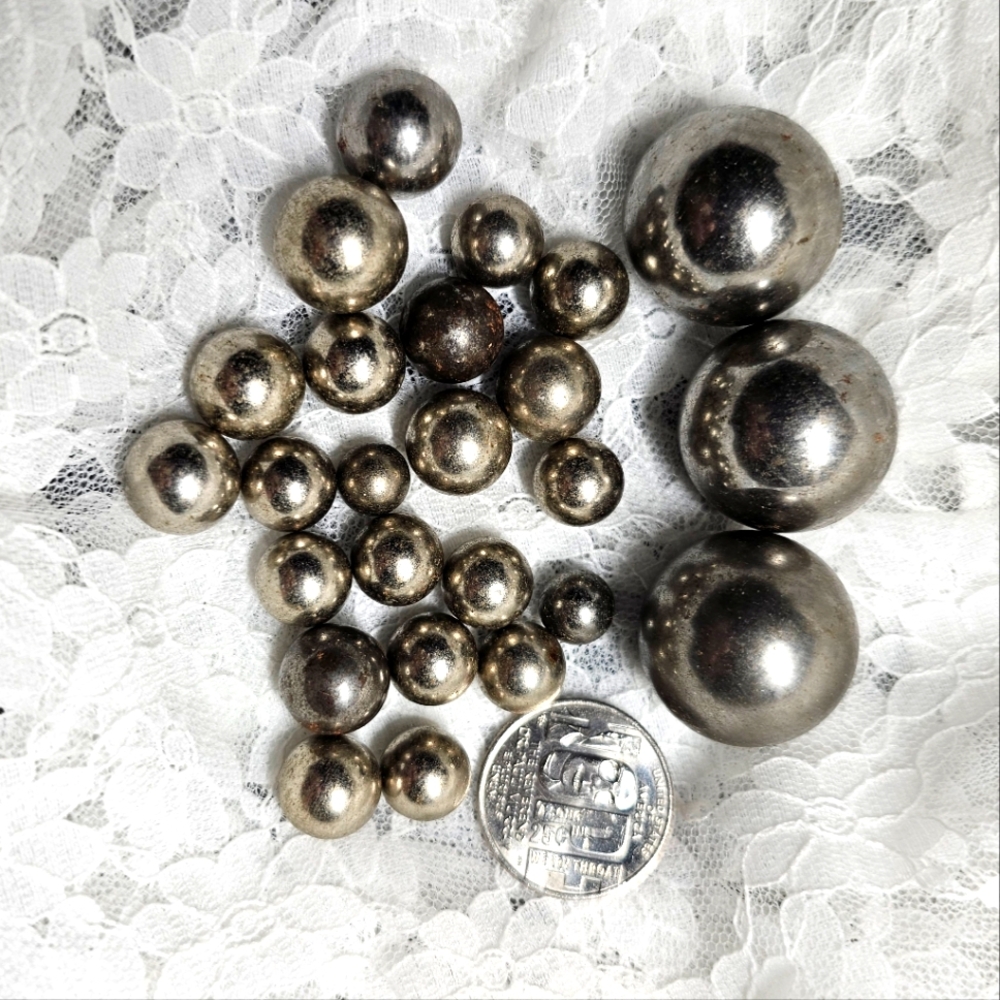 Steel Marble * Steelies * Shooters * Various Sizes * Set of 25 * Vintage